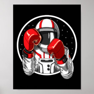 Poster Astronauta Boxe Muay Thai Boxeador Kickboxing Arte