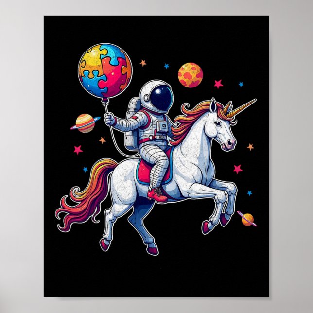Poster Astronauta Bylloon Autismo Sensibilização Unicorn  (Frente)