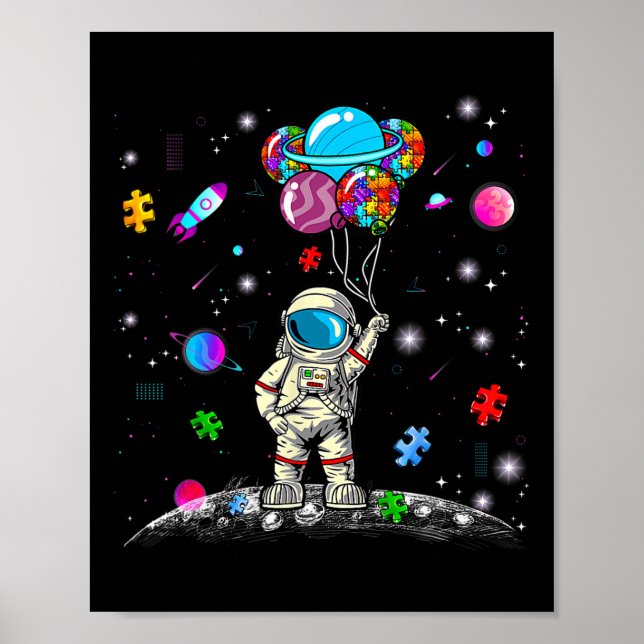 Poster Astronauta Bylloon Quebra-cabeça Espacial Autismo  (Frente)