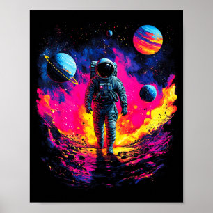 Poster Astronauta Caminhando Na Galáxia Explorador do Esp