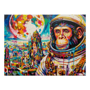 PÔSTER ASTRONAUTA-CHIMPANZÉ STEAMPUNK 3