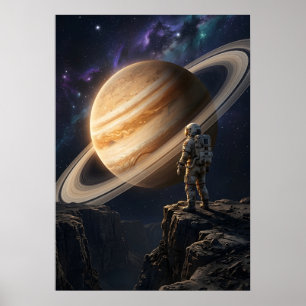 Poster Astronauta Contemplando Saturno