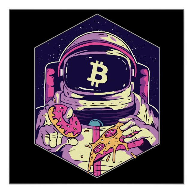 Pôster Astronauta Cripto BITCOIN (Frente)