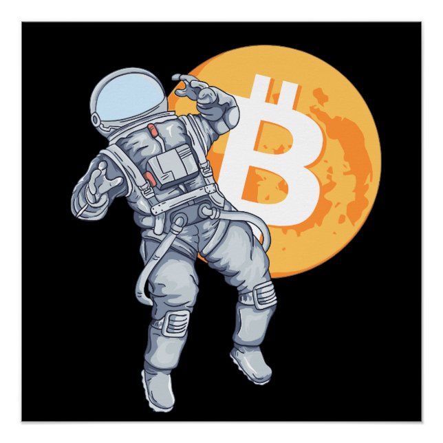 Pôster Astronauta Cripto-BITCOIN - À Lua (Frente)
