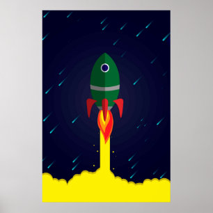 Poster Astronauta da astronauta da nave espacial de fogue