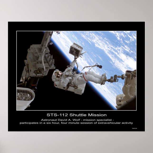 Pôster Astronauta David A. Wolf STS-112 Space Walk (Frente)