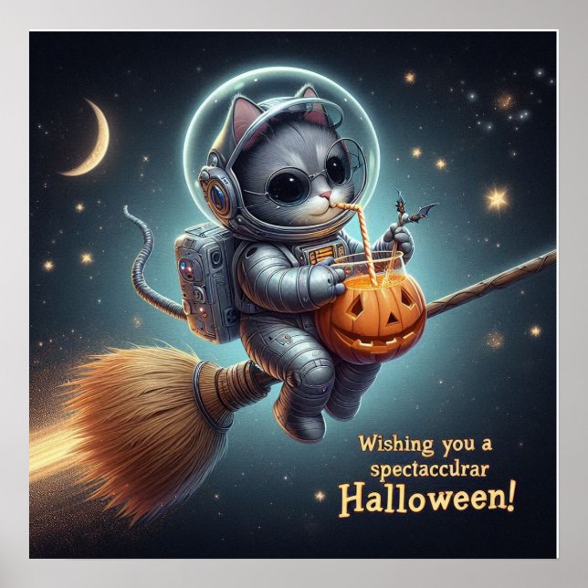 Poster Astronauta de Gato Cósmico: Aventura Magia e Espaç (Frente)