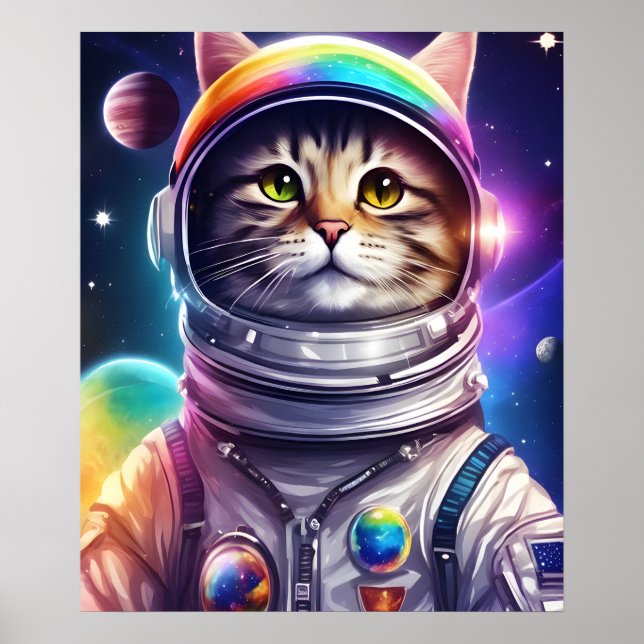Poster Astronauta De Gato De Cowboy, Gato De Cadete Espac (Frente)
