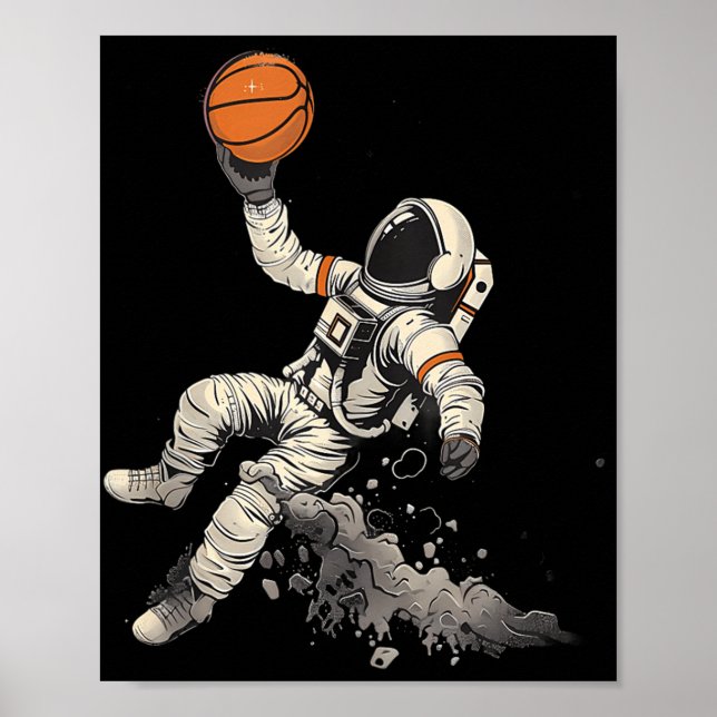 Poster Astronauta De Trabalho de arte De Basquete Pl (Frente)
