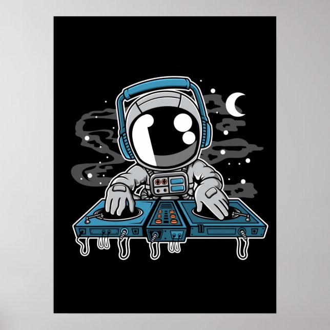 Poster Astronauta DJ Turntable (Frente)