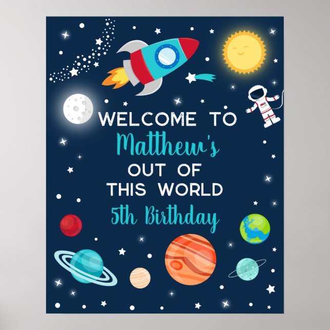 Poster Astronauta do Astronauta Exterior Aniversário Bem- (Frente)