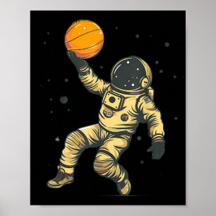 Poster Astronauta do Lover de Basquete - Trabalho de arte