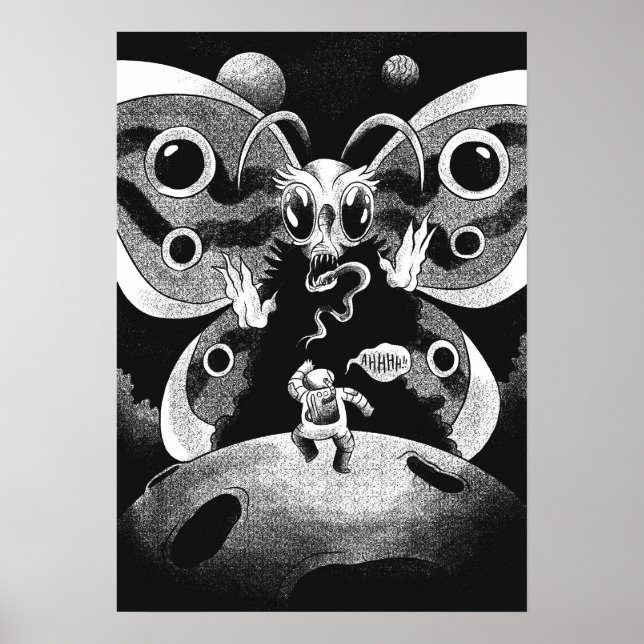Poster Astronauta e Borboleta Assustadora (Frente)