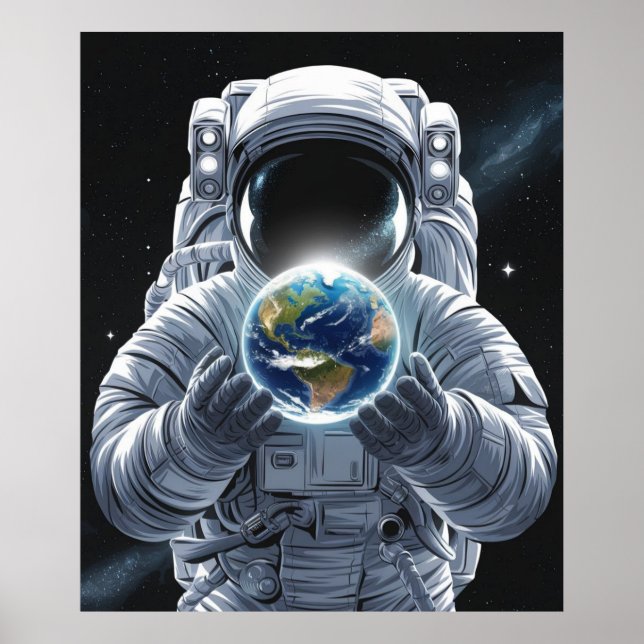 Poster Astronauta e planeta Terra (Frente)