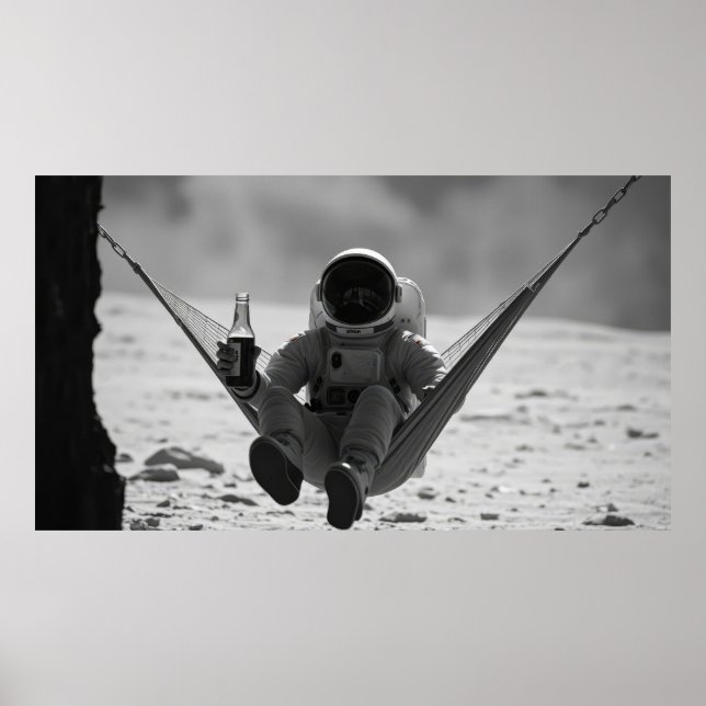 Poster Astronauta em rede na lua  (Frente)