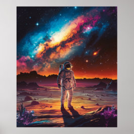 Poster Astronauta em um planeta no espaço