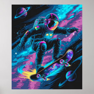 Poster Astronauta em um Skate