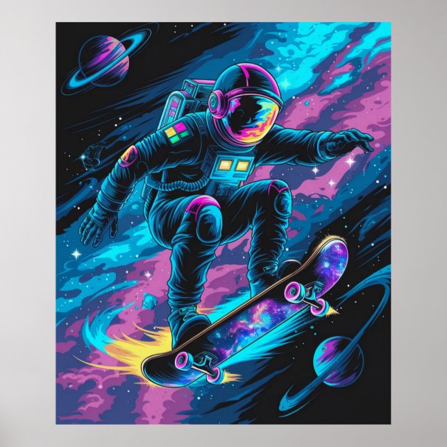Poster Astronauta em um Skate (Frente)