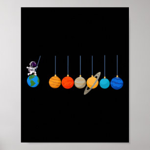 Poster Astronauta Engraçado Planetas Nascentes Ciência Es