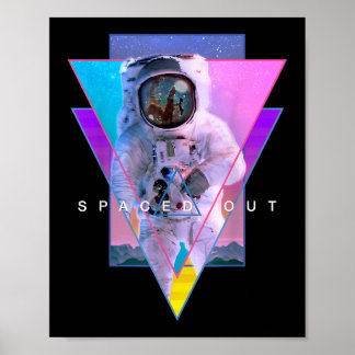 Poster Astronauta Espacado Aestético Vaporwave Exterior S