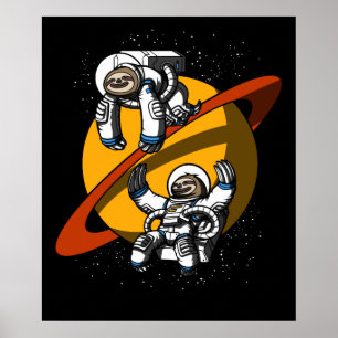 Poster Astronauta Espacial Engraçado Animais Cosmicos Eng