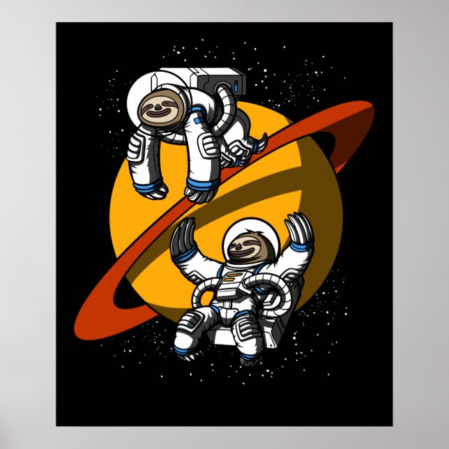 Poster Astronauta Espacial Engraçado Animais Cosmicos Eng (Frente)