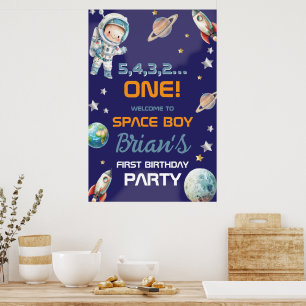 Poster Astronauta Espacial Exterior Primeiro Aniversário