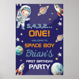 Poster Astronauta Espacial Exterior Primeiro Aniversário
