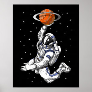 Poster Astronauta Espacial Jogando Basquete