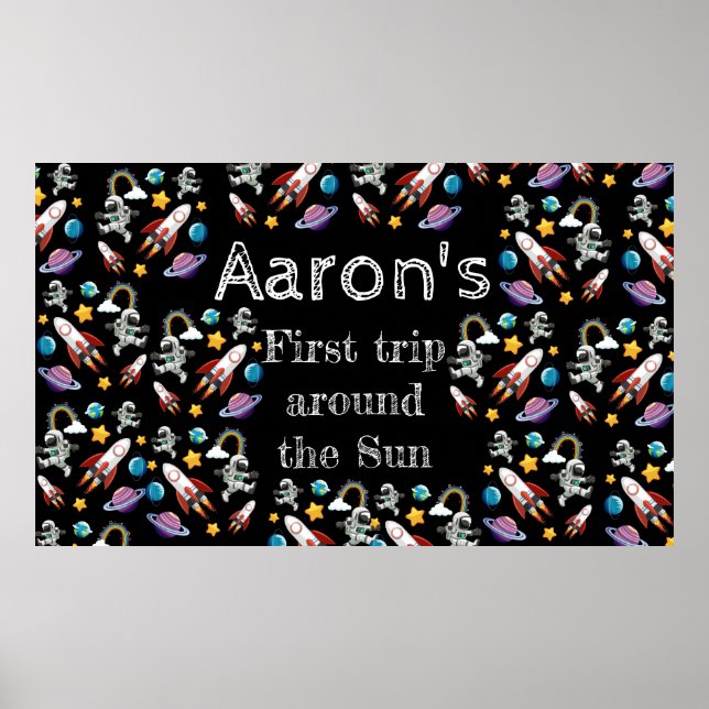 Poster Astronauta Espacial - Primeira Festa de aniversári (Frente)