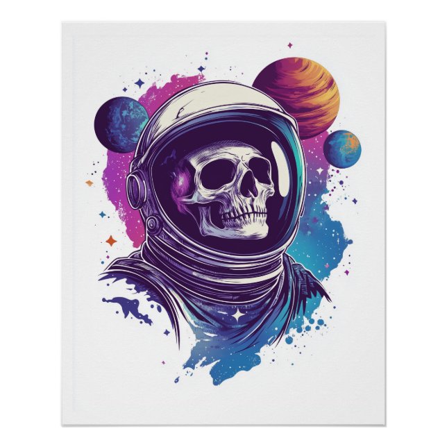 Pôster Astronauta Explorador Caveira (Frente)