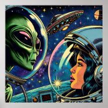 Astronauta feminino encontra Alienígena extraterre