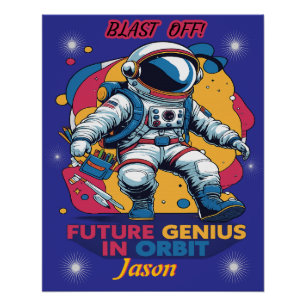Pôster Astronauta - Gênio do Futuro em Órbita