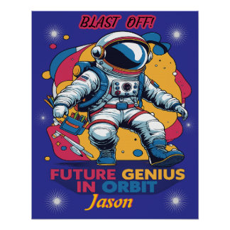 Pôster Astronauta - Gênio do Futuro em Órbita