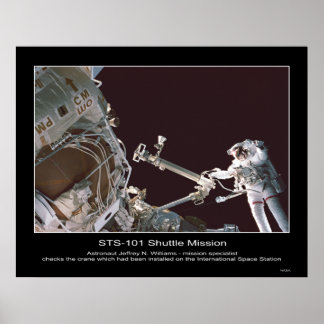 Pôster Astronauta Jeffrey N. Williams verifica guindaste