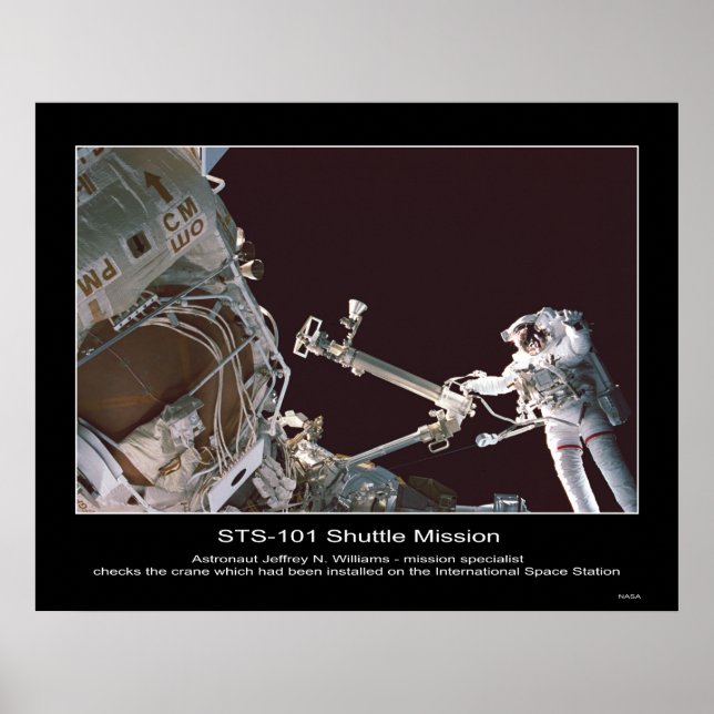 Pôster Astronauta Jeffrey N. Williams verifica guindaste (Frente)
