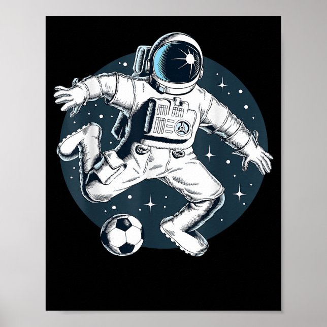 Poster Astronauta Jogando Futebol no Exterior (Frente)