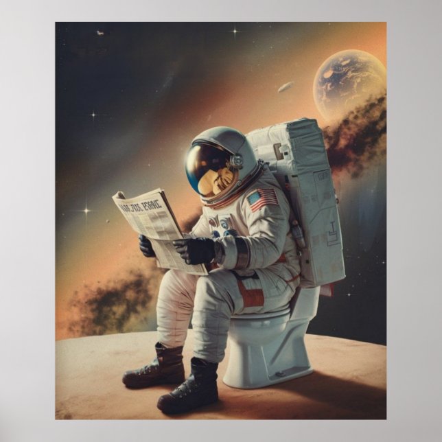 Poster Astronauta lê o jornal (Frente)