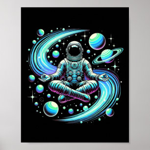 Poster Astronauta Legal Meditando No Espaço Yoga Meditaçã