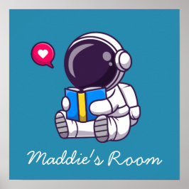 Poster Astronauta lendo livro, quarto de crianças bonitin