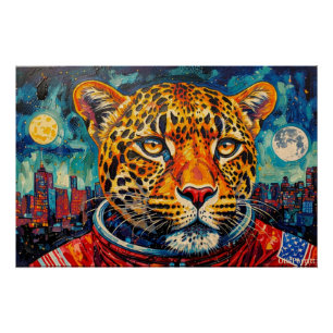 PÔSTER ASTRONAUTA LEOPARDO - VOLTANDO PARA CASA