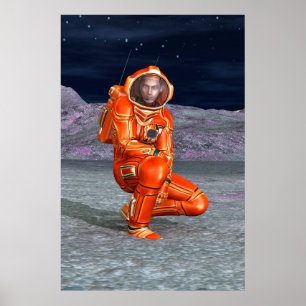 Poster Astronauta Mars Space Explorer no Planeta de Alien