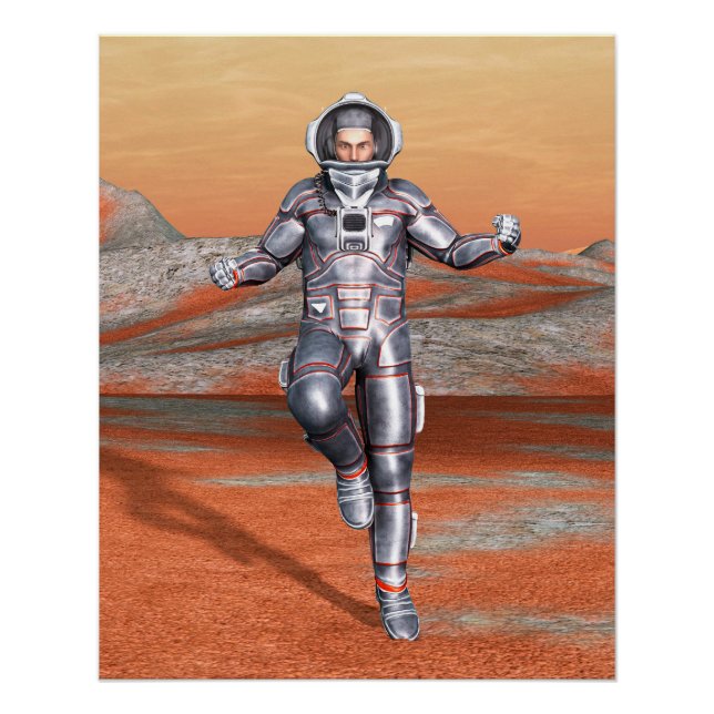 Pôster Astronauta Mars Space Explorer no Planeta de Alien (Frente)
