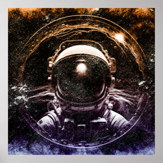 Poster Astronauta Moderno Colorida no Espaço