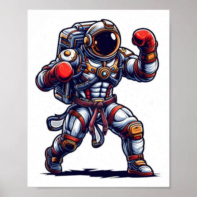 Poster Astronauta Muay Tailandês Boxando Karate Kickboxin (Frente)