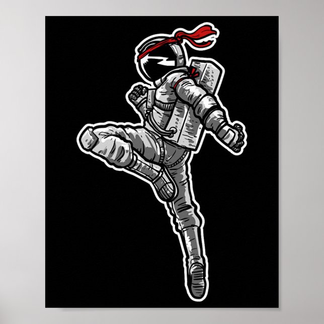 Poster Astronauta Muay Thai Boxing Karate Kickboxing (Frente)
