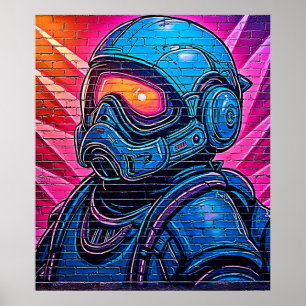 Poster Astronauta Neon Cyberpunk