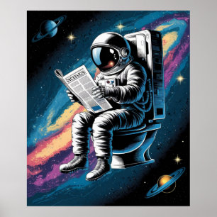 Poster Astronauta no banheiro