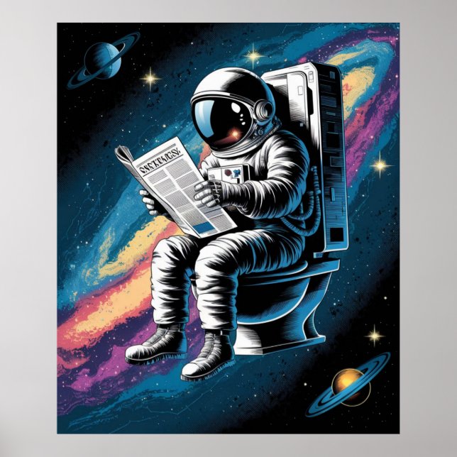 Poster Astronauta no banheiro (Frente)
