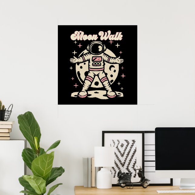 Poster Astronauta Passeio Lunar (Escritório em casa)